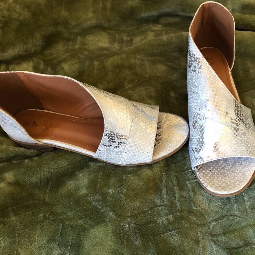 Silver snake skin print on white